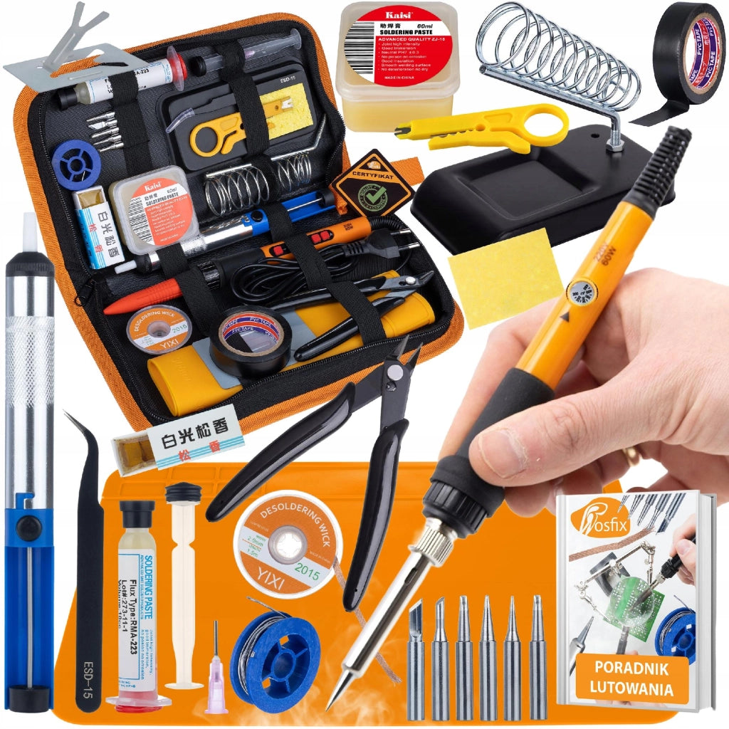 Set di Saldatura Professionale 14 in 1 – Stazione Saldante 60W con Regolazione, Tappetino Silicone, Flussanti, Stagno