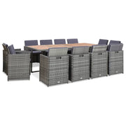 Set da Pranzo per Esterni 13pz con Cuscini Polyrattan Antracite cod mxl 34639