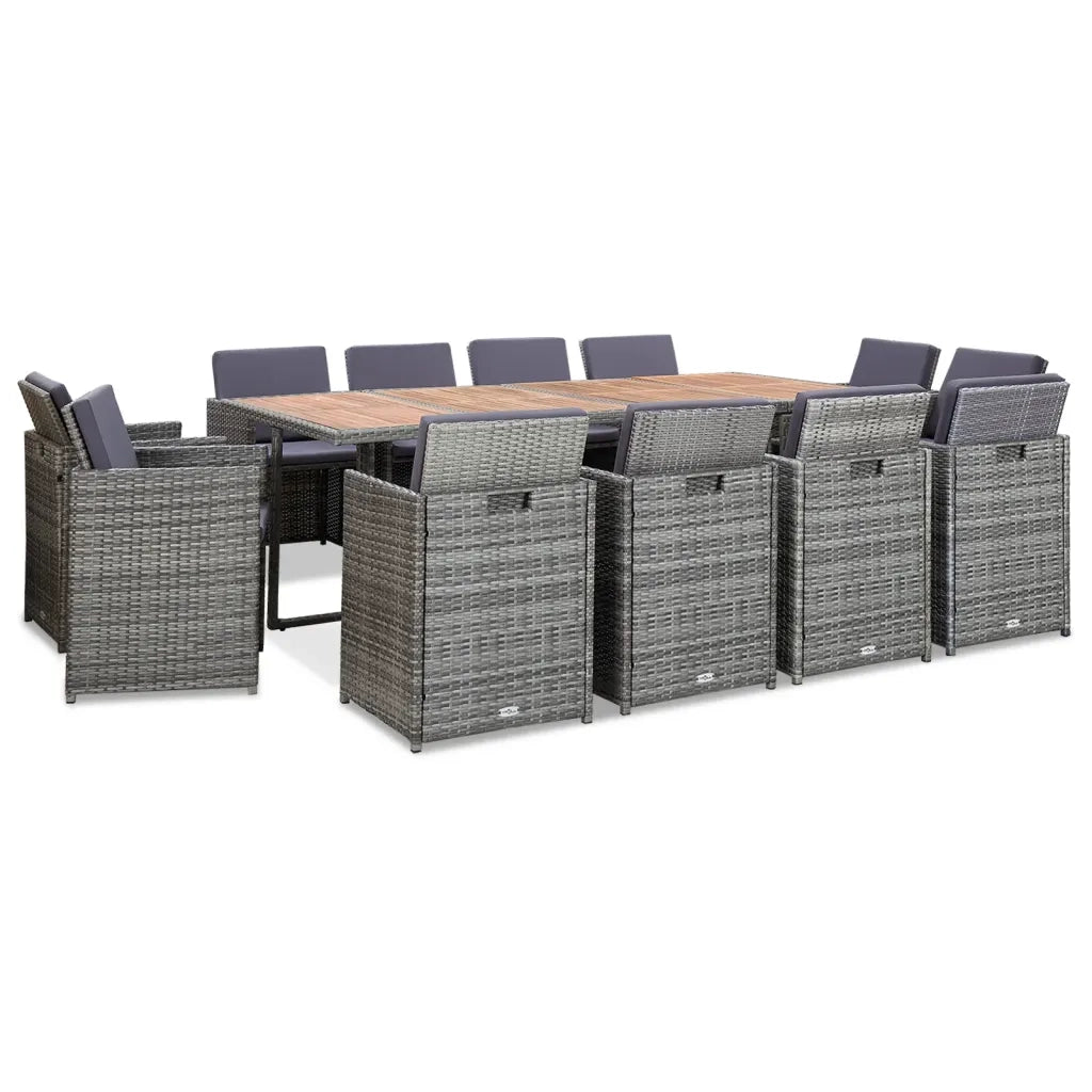 Set da Pranzo per Esterni 13pz con Cuscini Polyrattan Antracite cod mxl 34639