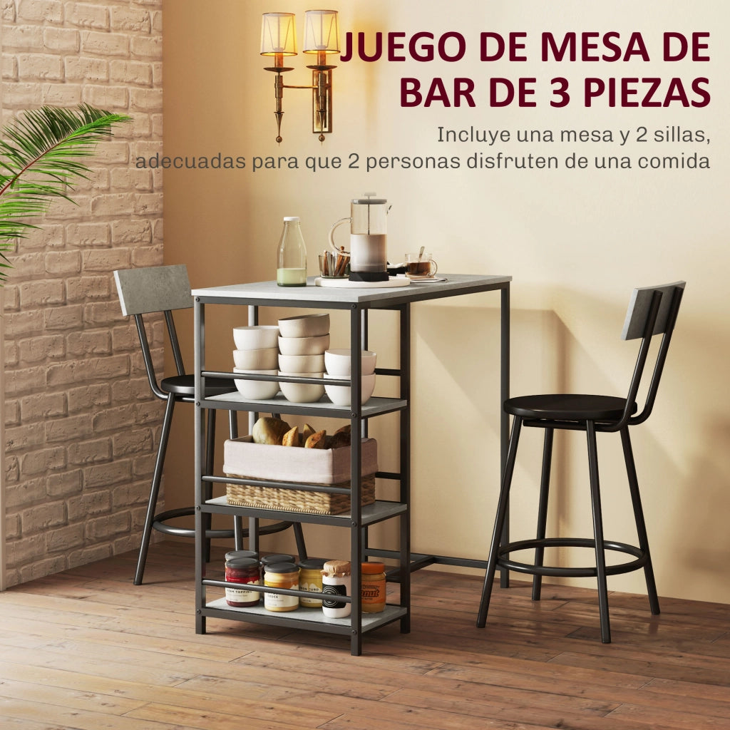 Tavolo da bar con 2 sgabelli ¨C zephmum ¨C grigio scuro