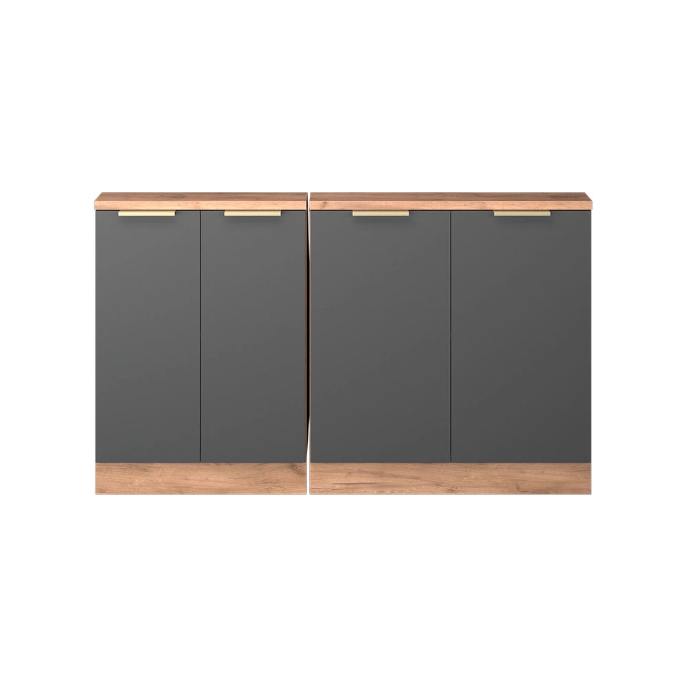 Set di mobili sottotetto Rion Antracite-oro/Rovere dorato 140 cm Set di 2 Vicco