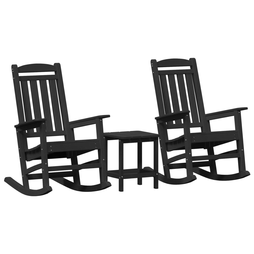 Set di Lounge da Giardino  3 Pezzi Nero HDPE