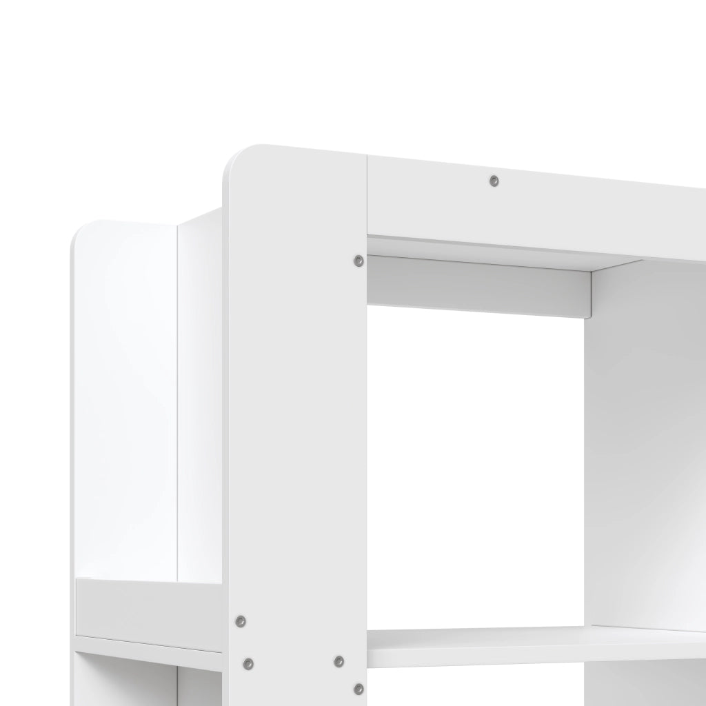 Libreria stretta salvaspazio con 3 vani aperti e 3 cassetti reversibile in truciolato bianco 60 × 40 × 200 cm