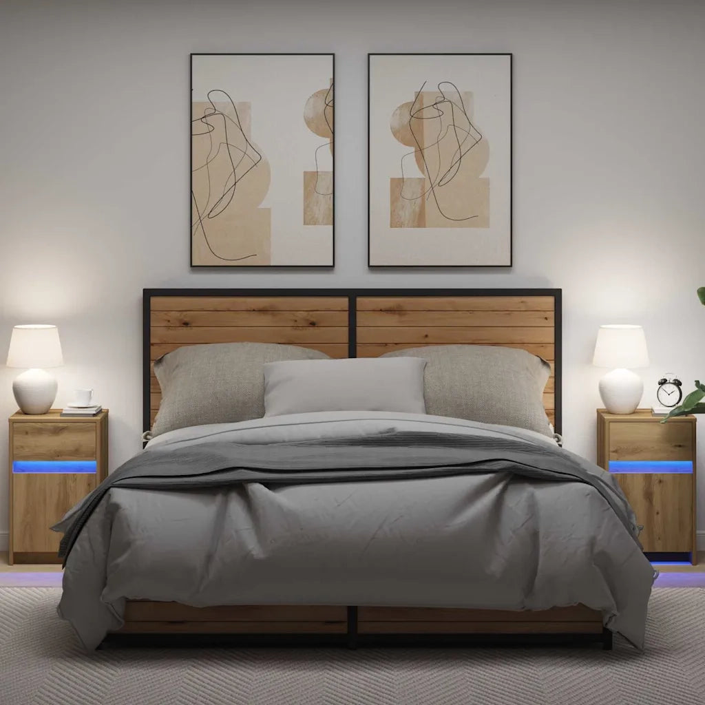 vidaXL Armadio da Letto LED 2 pcs rovere artigianale 38 x 34 x 61 cm