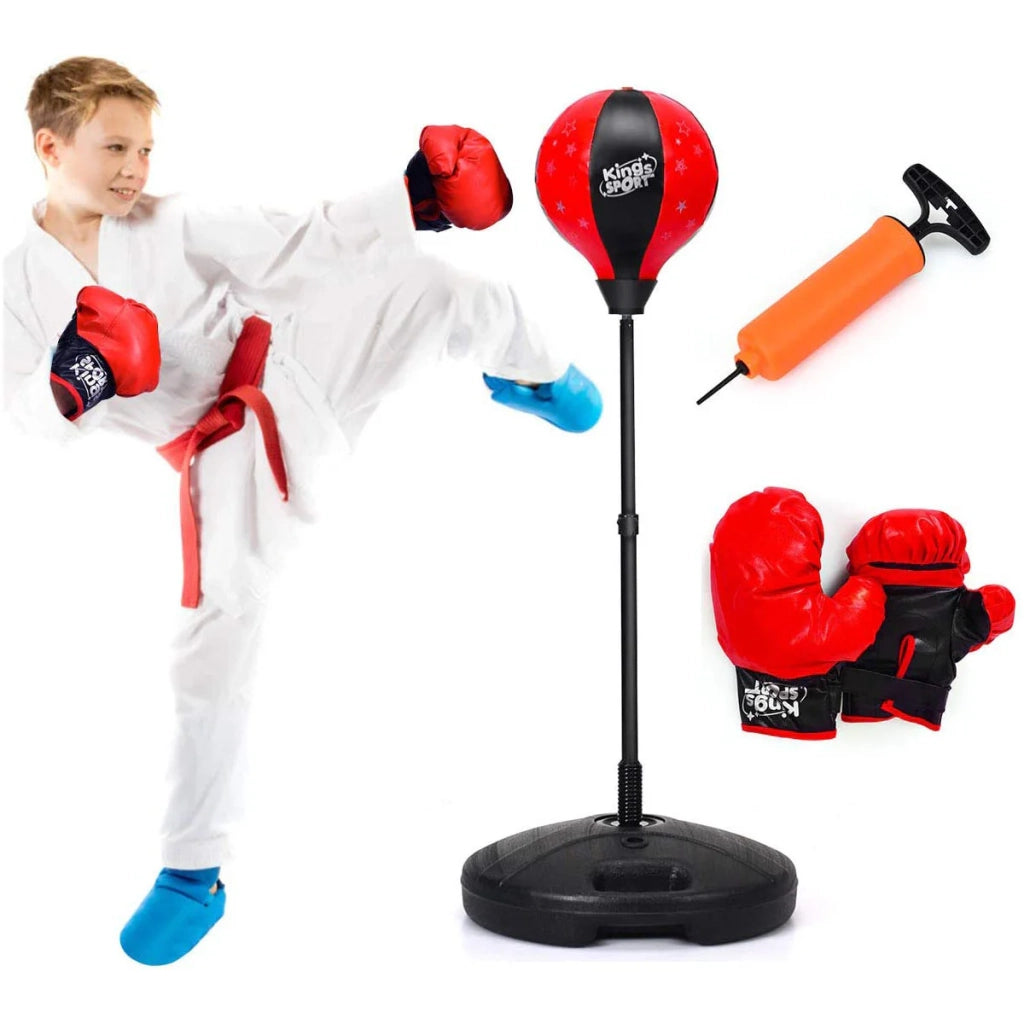 Sacco da boxe autoportante regolabile per bambini 81 x 43 cm base stabile riempito d'acqua 30 kg design moderno in PE nero 20_0020152