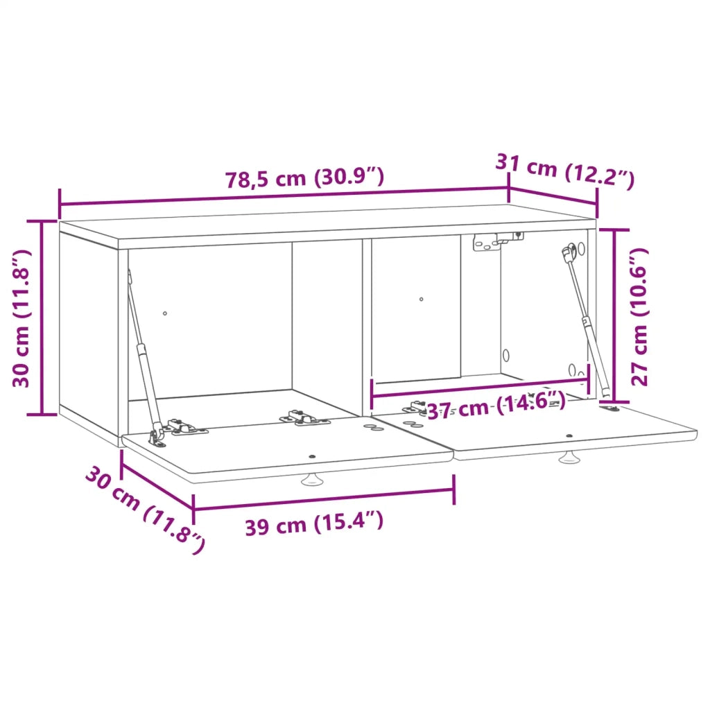 Mobile Porta TV da Muro 78,5 x 31 x 30 cm Nero
