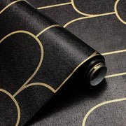 Decorazione per Parete Autoadesiva 44 x 300 cm - Nero/ Oro - Disegno Geometrico - Rimovibile - Resistente all'Acqua - Copertura per Parete in Vinile - Decorazione per Parete