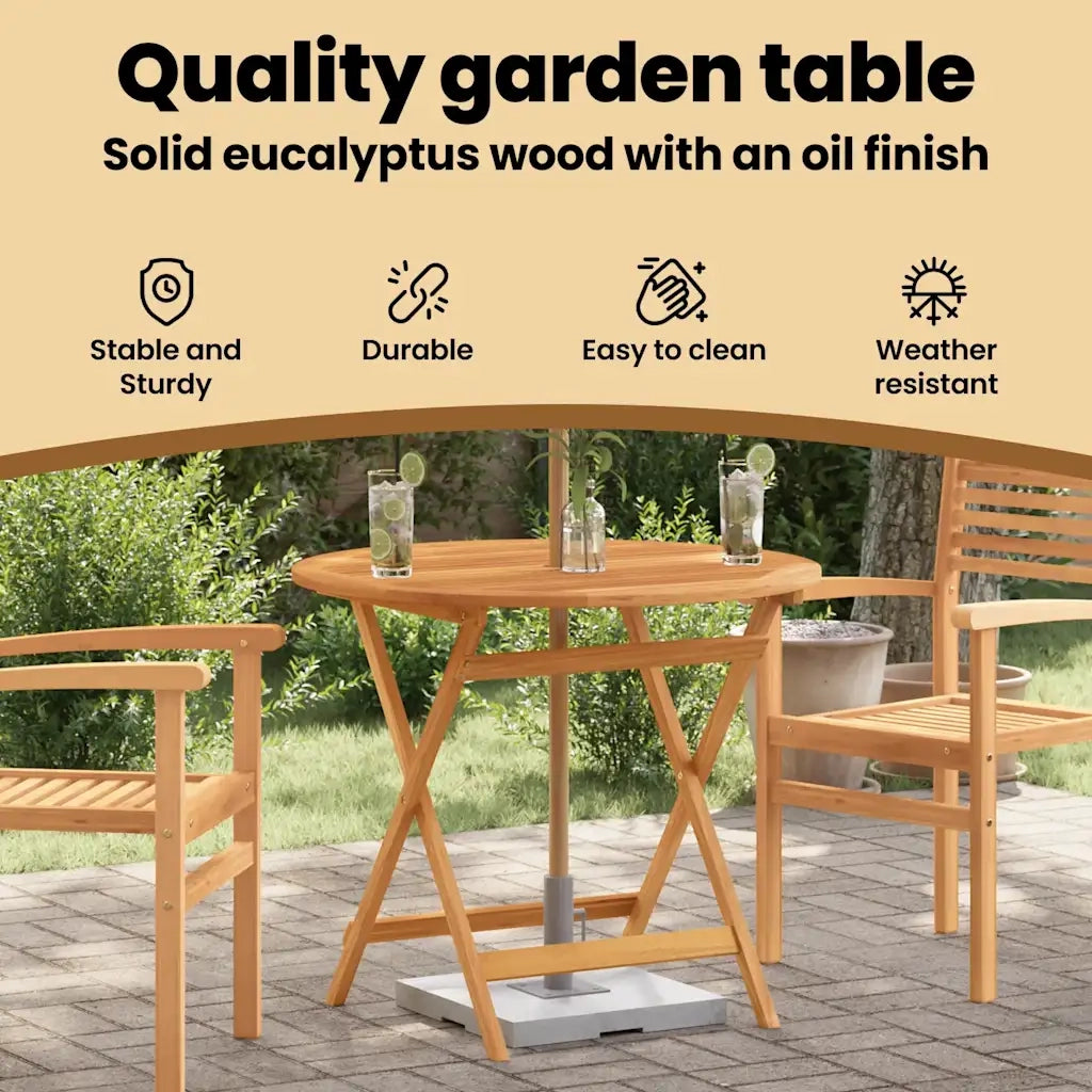 Tavolo da Giardino Pieghevole Ã˜90x75cm Massello di Eucalipto cod mxl 34297