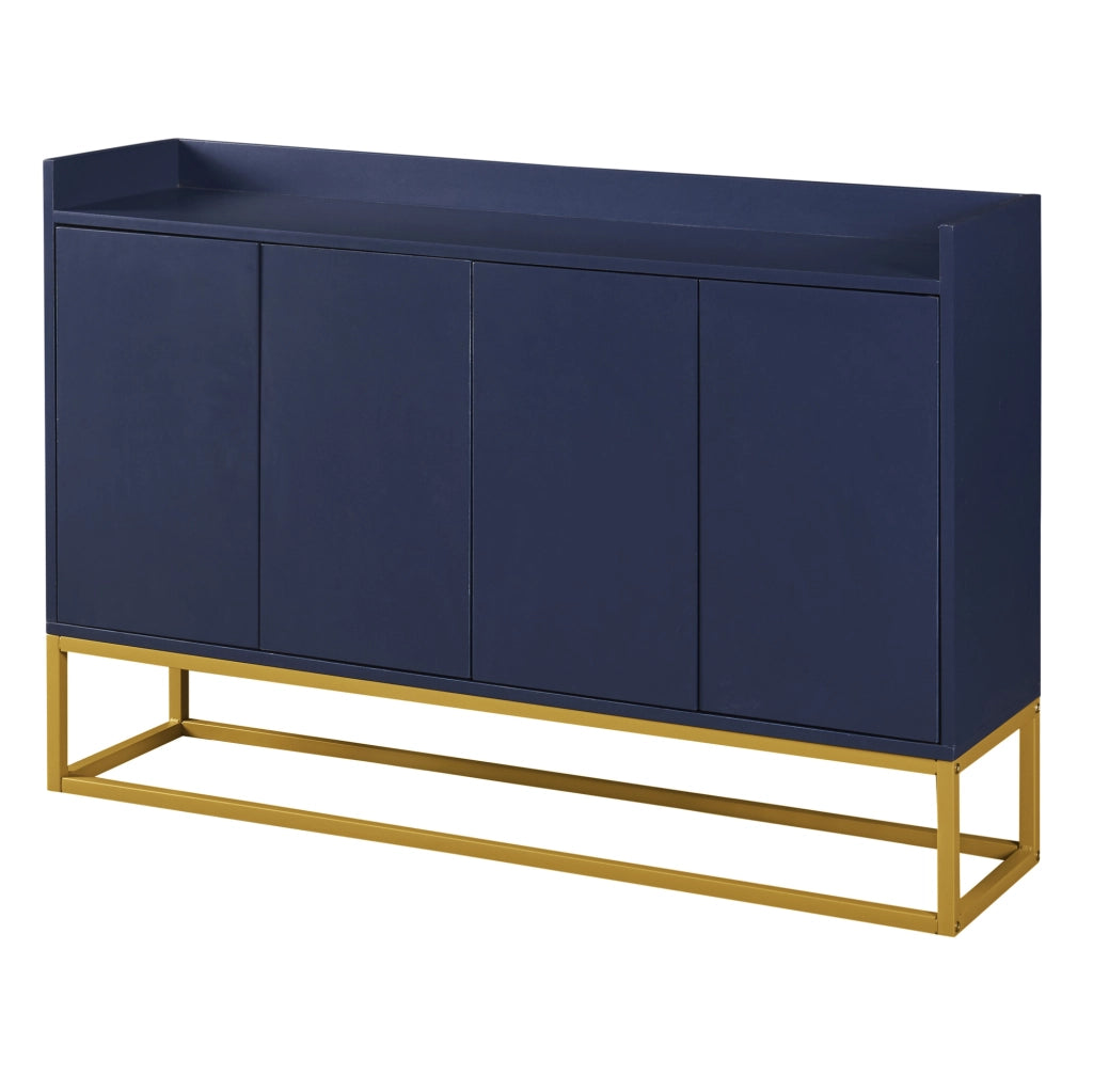 Credenza 120x30x80 cm con 4 ante e ripiani regolabili; MDF e pannello truciolare blu navy