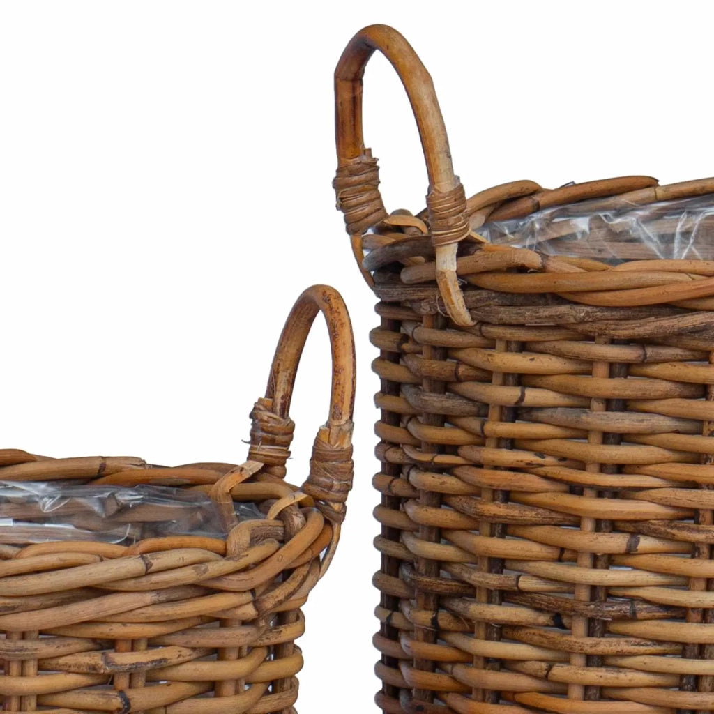 Cesto per Piante con archiviazione 2 pcs Marrone Rattan Kubu