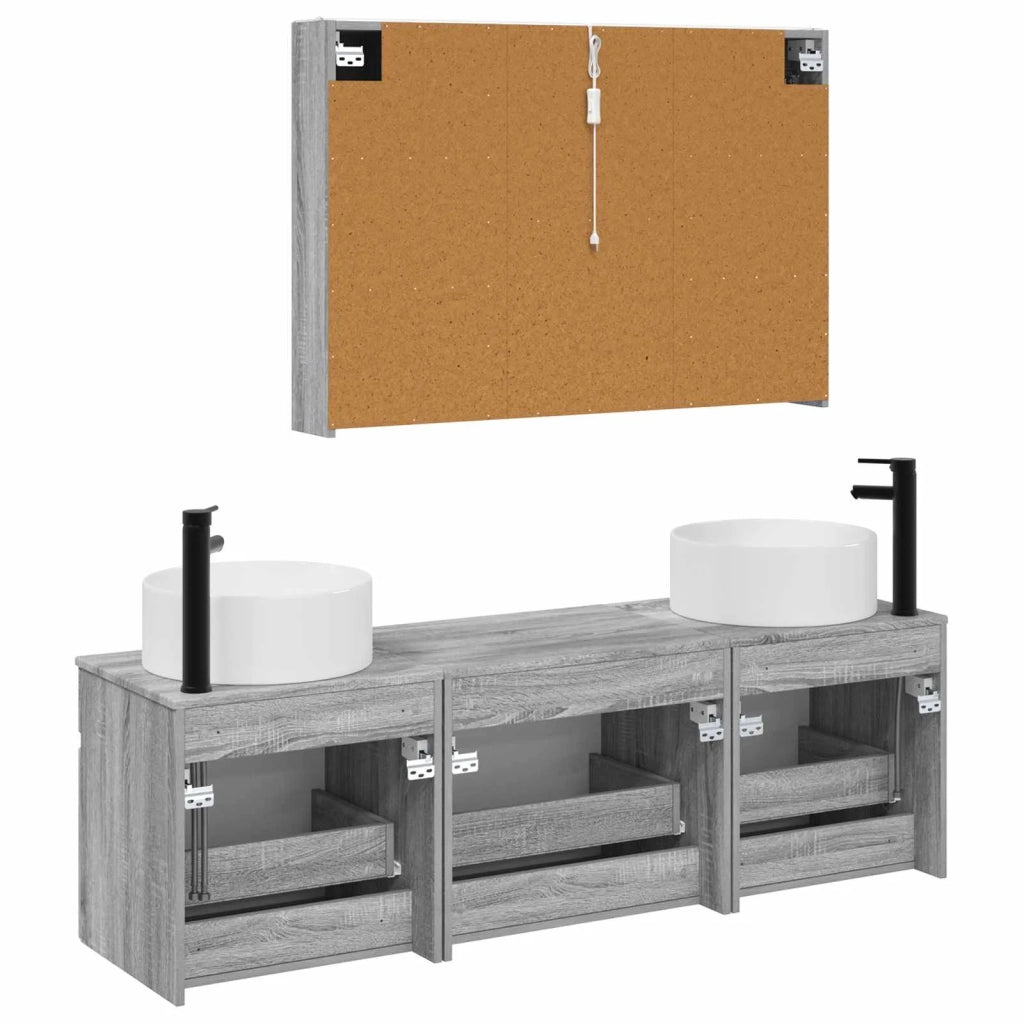 Set di Armadi da Bagno 4 pcs Sonoma grigio 103,5 x 15,5 x 70 cm 3406668