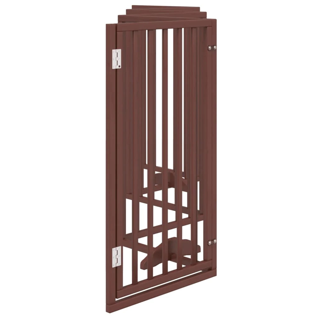 Cancelletto di sicurezza per cani con 6 pannelli in legno di pioppo marrone 02_0023318