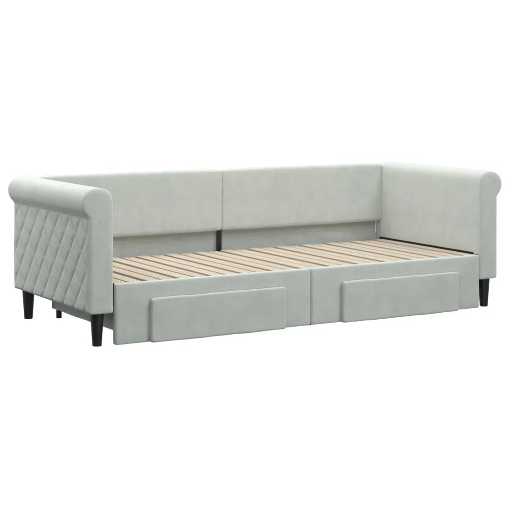 Divano Letto Estraibile Cassetti-Sofa Letto-Daybed Grigio Chiaro 80x200cm Velluto 987650