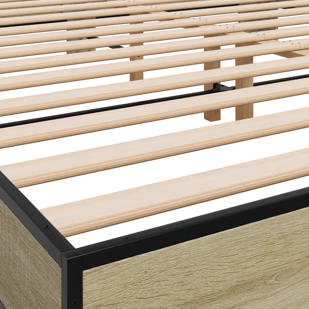 vidaXL Giroletto Rovere Sonoma 200x200 cm Legno Multistrato e Metallo