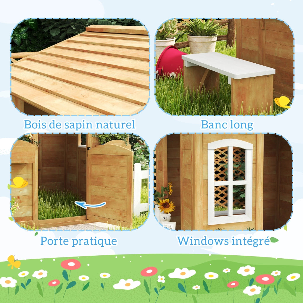 Casetta gioco bambini legno giardino ¨C Xylo ¨C finestre porta panchina cassetta lettere 3-6 anni