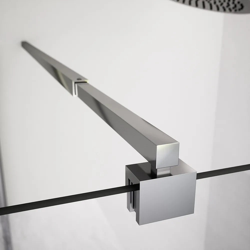 Box doccia 80x70cm con apertura saloon e parete fissa, profili cromati e vetro da 6mm trasparente h195 | Elba