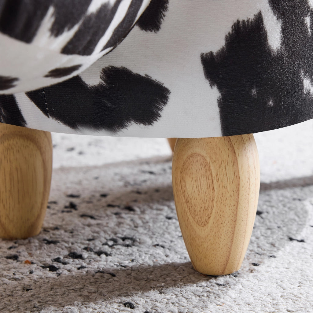 SGABELLO Imbottito 62 x 35 x 36 cm Nero/Bianco in Tessuto, Legno e Schiuma