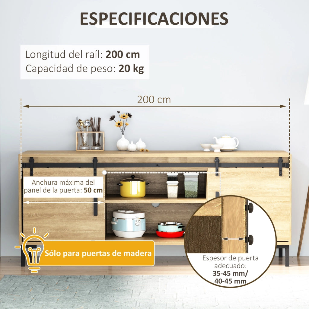Mobile TV con Ante Scorrevoli ¨C zephmum ¨C Nero 200x50x50 cm