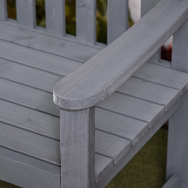 Panchina da giardino a 2 posti in legno resistente alle intemperie con schienali grigia