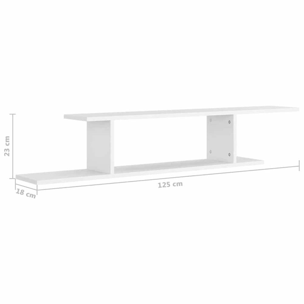 TV Wall Shelf, White, 125x18x23 Cm, Wood-based Material