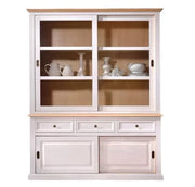 Cristalliera 2 porte scorrevoli in legno bianco/naturale l.157 p.53 h.200 - Mobili 2G