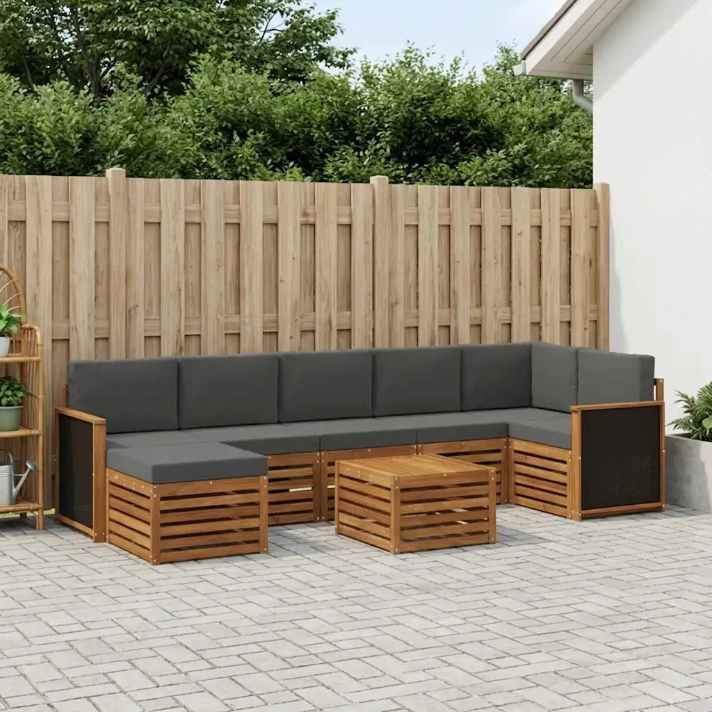 Set di divani da esterno con cuscino 7 pcs Naturale e Antracite 3384643