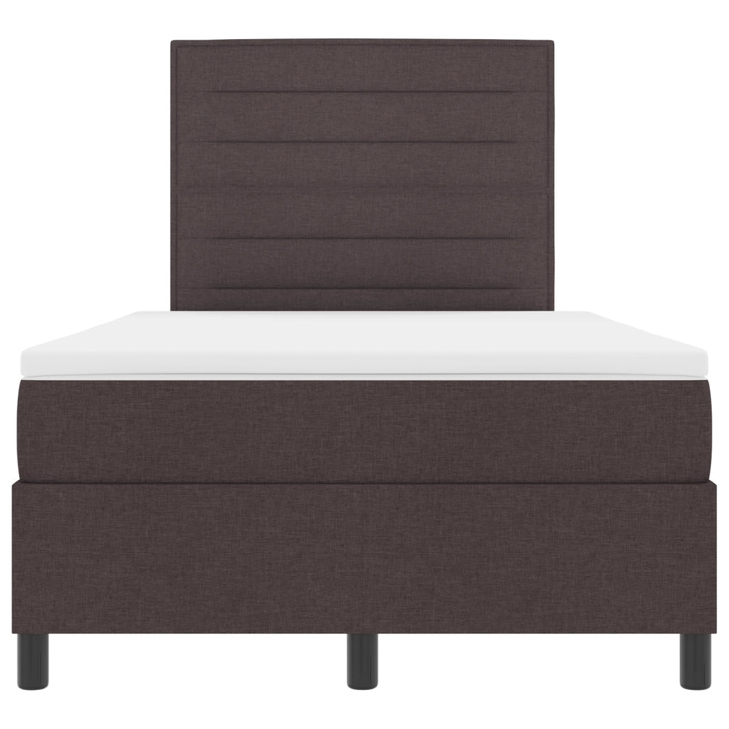Letto a Molle con Materasso Marrone Scuro 120x200 cm Tessuto