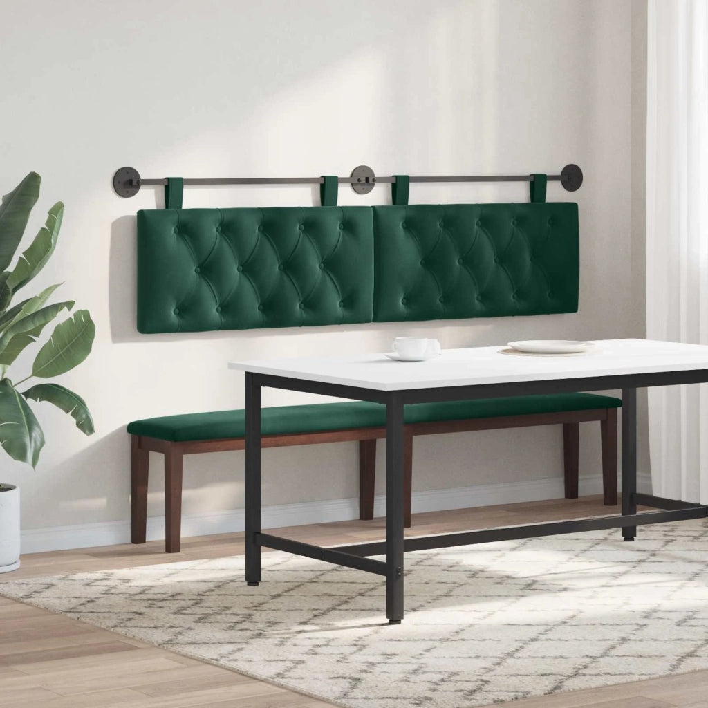 Testiera | Testata sospesa Con luce LED Verde Scuro Velluto