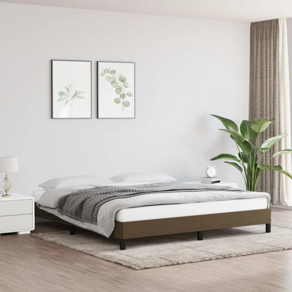 Giroletto senza Materasso-Struttura Letto Marrone Scuro 180x200 cm Tessuto 559187