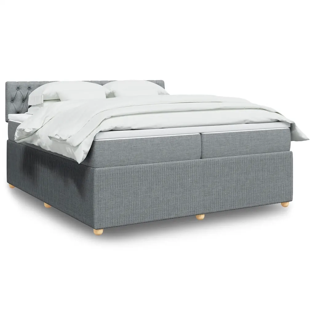 Giroletto a Molle con Materasso Grigio Chiaro 200x200cm Tessuto