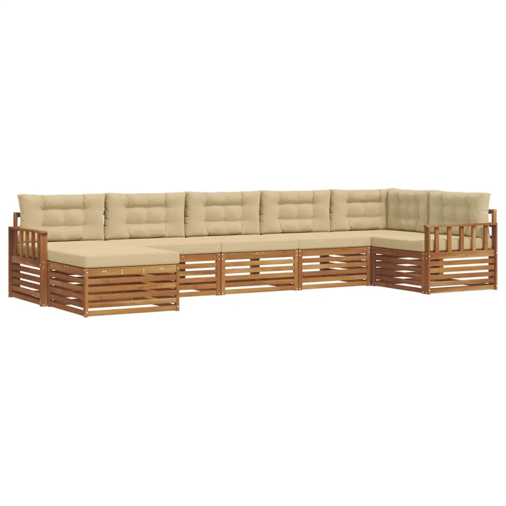 Set di divani da esterno con cuscino 7 pcs Naturale e Beige