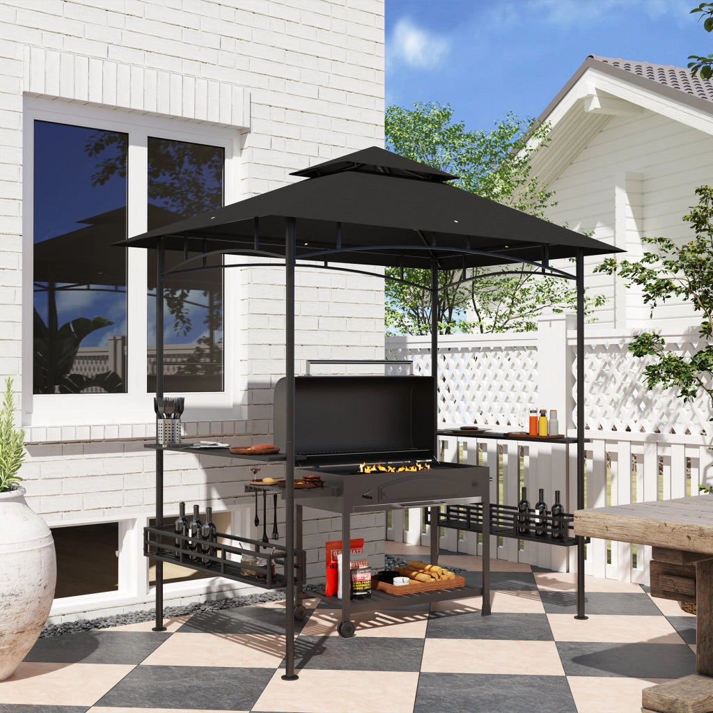 Tonnelle da giardino con barbecue ¨C zephmum ¨C grigio scuro 240x150x257 cm