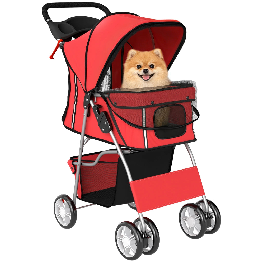 Carrello Pieghevole per Animali Domestici ¨C zephmum ¨C Rosso 75x45x97 cm
