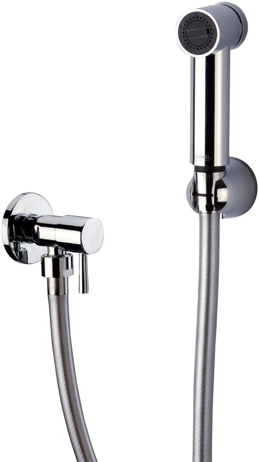 Set doccetta bidet eurolux con doccia a pulsante minimale, flessibile, rubinetto e supporto cromato