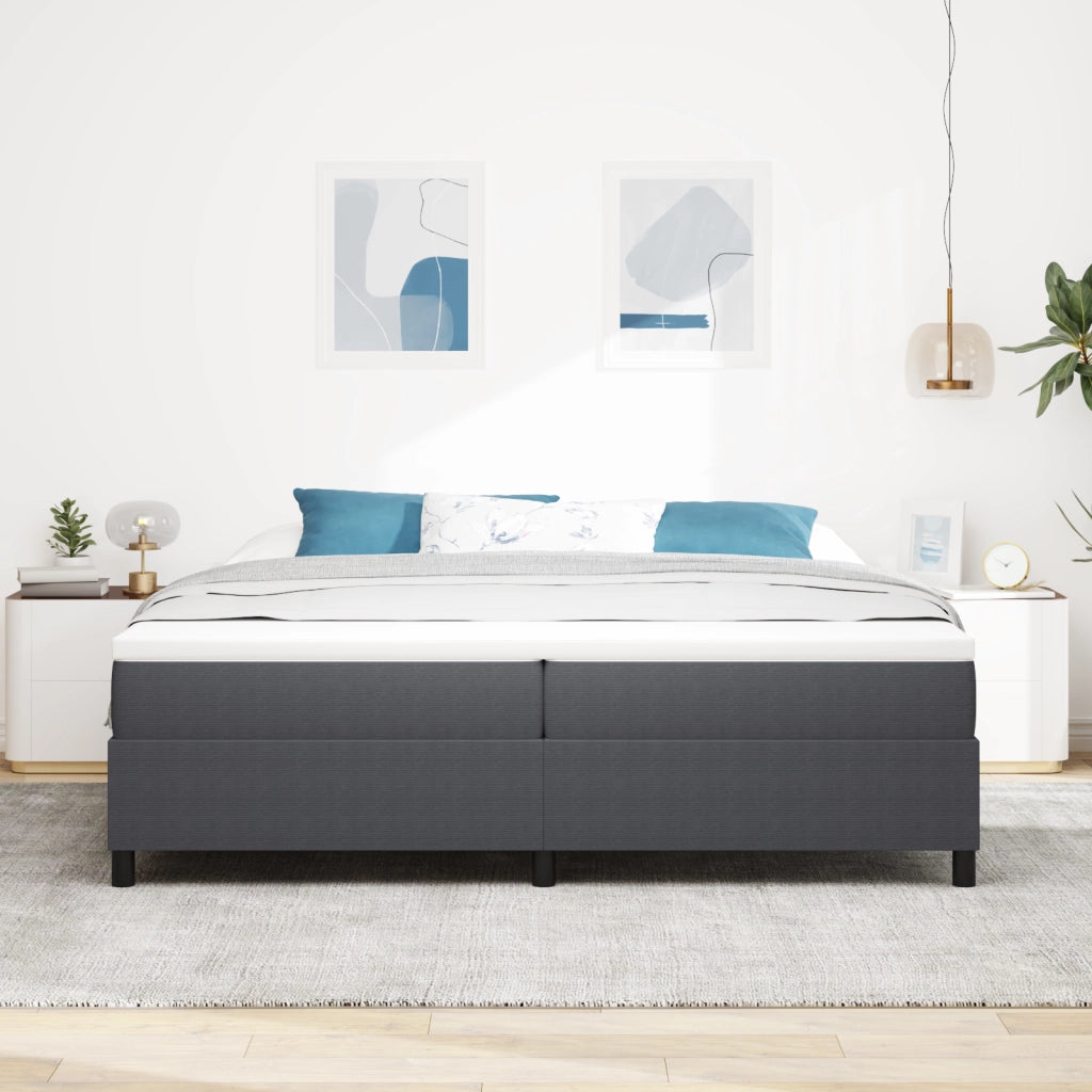 Letto Box Spring Grigio Scuro 200x200 cm Tessuto a Coste