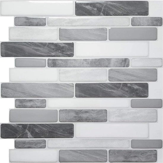 Pannelli da parete 3D con design di marmo grigio - 12x12 pollici, adesivi posteriori, 10 pezzi