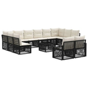 Set Divano da Giardino Regolabile 13 pcs Nero polyrattan 3436153