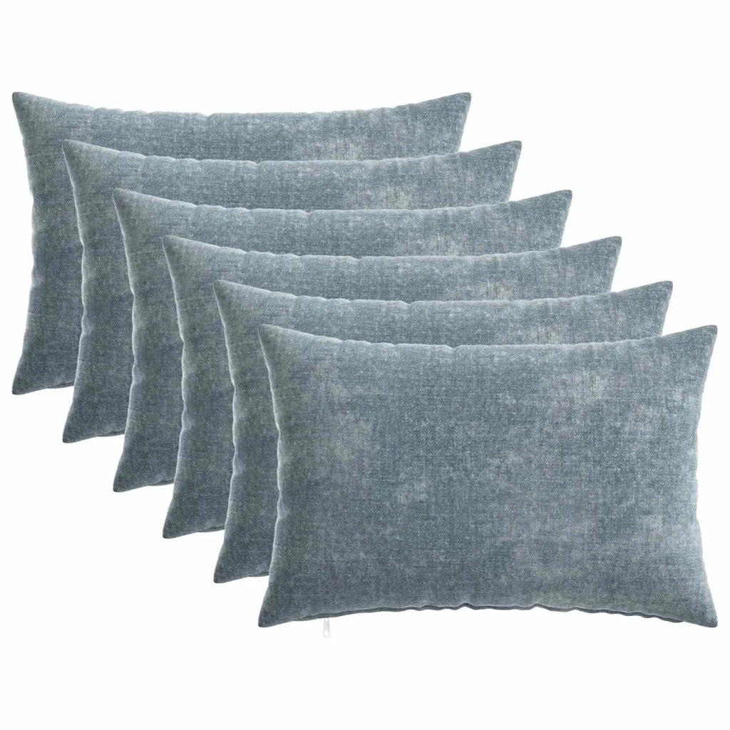 Federa 6 pcs HEERLEN Azzurro 30 x 50 cm Tessuto Chenille 907792