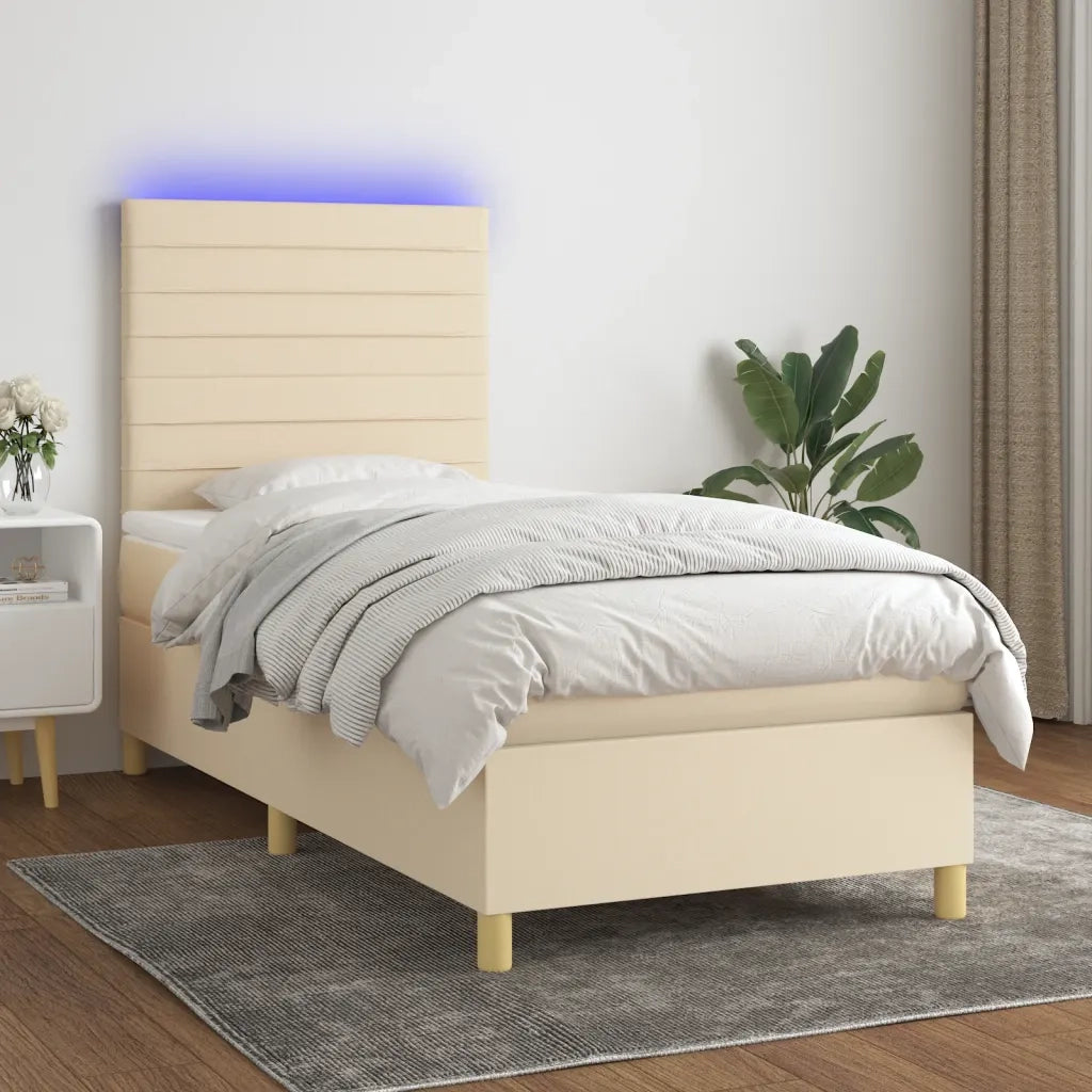 Letto a Molle con Materasso e LED Crema 80x200 cm in Tessuto cod mxl 58163