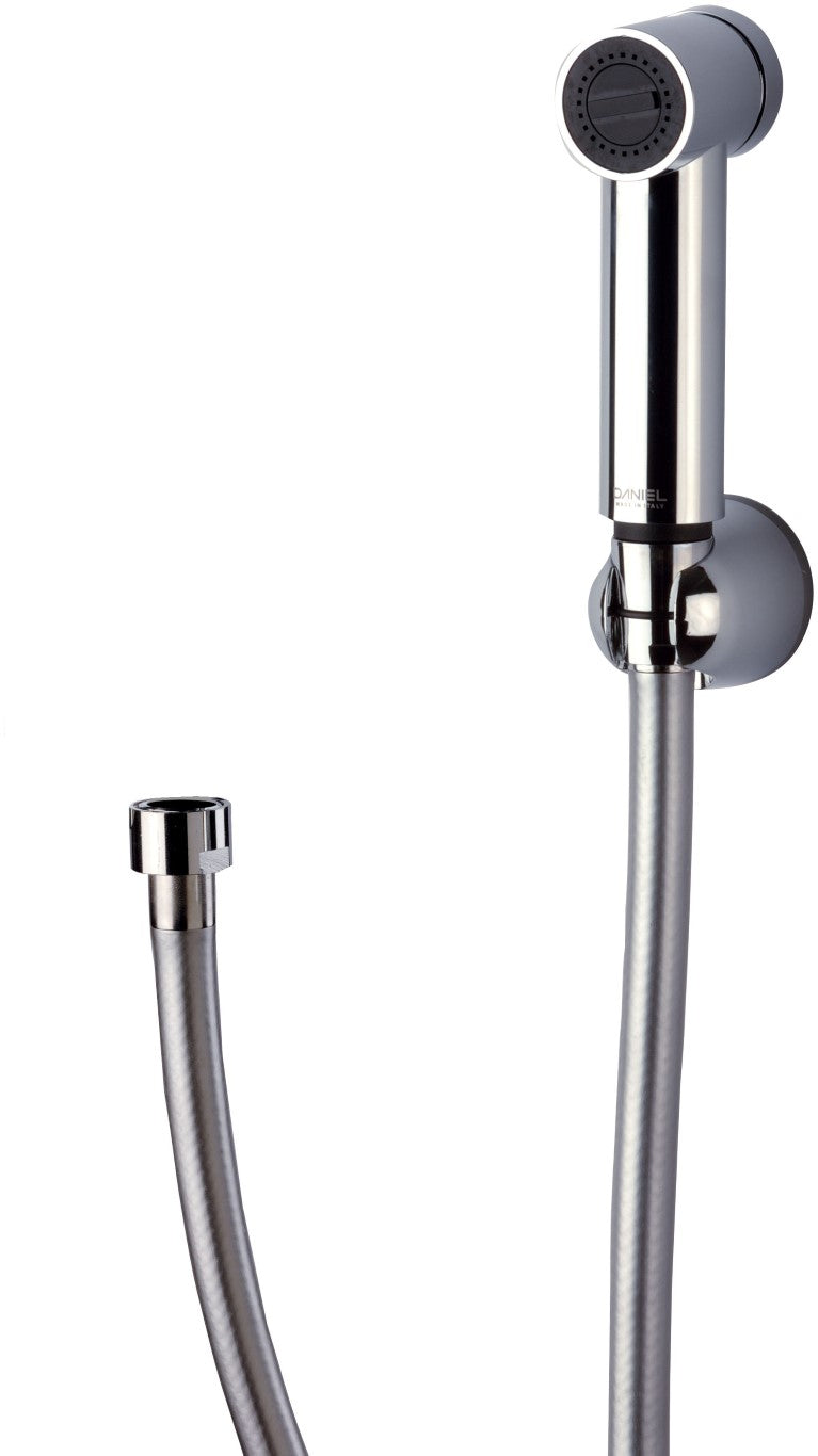 Set doccetta bidet eurolux con doccia a pulsante minimal, flessibile e supporto cromato