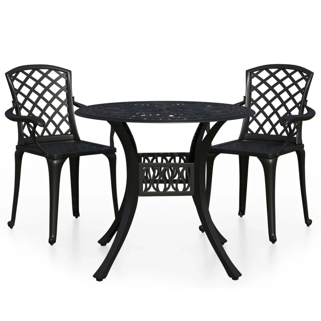 Set da Bistrot 3 pz in Alluminio Pressofuso Nero cod mxl 35516