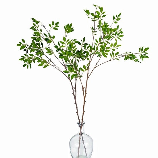 Piantine artificiali con steli verdi, 120cm, steli e foglie di pianta artificiale, rami di ficus verde, steli di pianta verde per casa, ufficio, hotel, vaso, decorazione di giardino, 2 pezzi