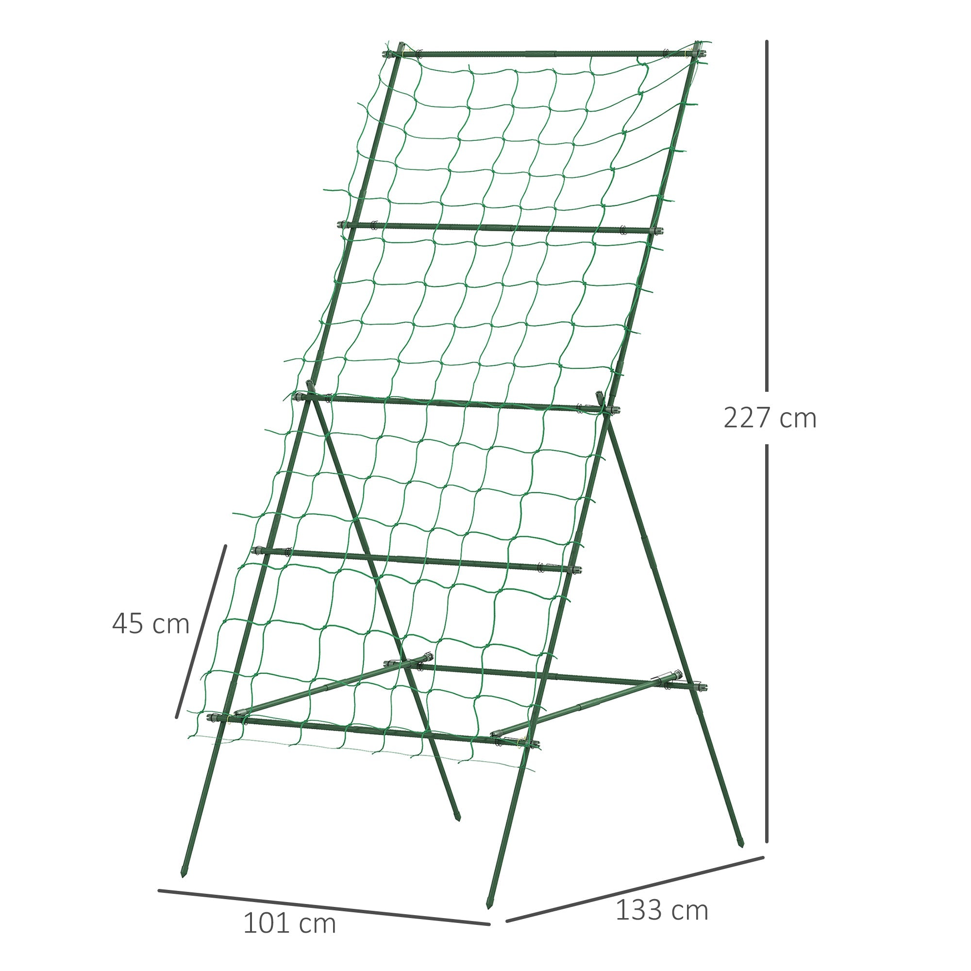 Supporto per Piante Rampicanti 101x133x227 cm a Livelli Regolabili con Rete in Acciaio PE e PP Verde