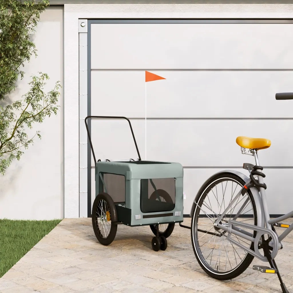 Rimorchio da Bici per Animali Grigio e Nero Oxford e Ferro 93937