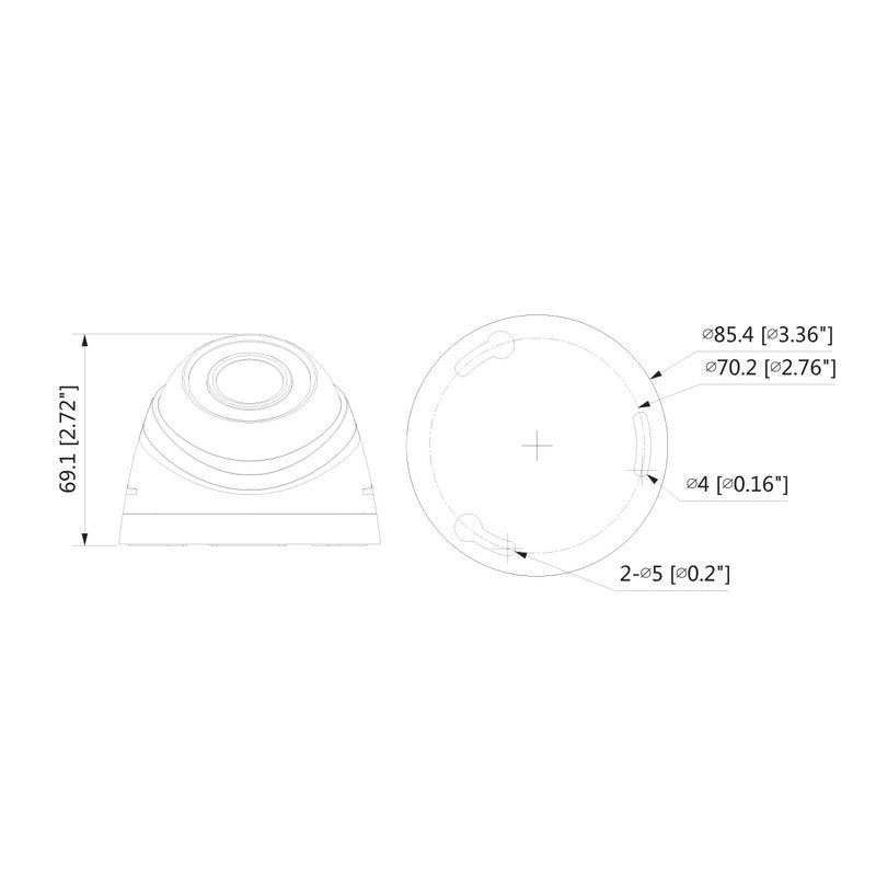 Telecamera Analogica Dome 720P 1MP Ottica Fissa 2.8mm IP67 DC12V HDCVI Smart IR Carcassa Plastica DAHUA HAC-HDW1000RP