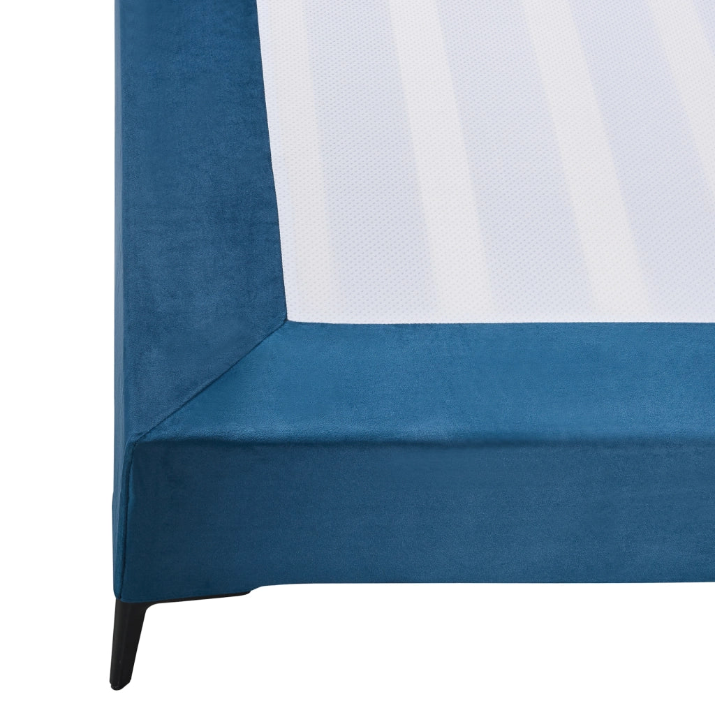 Letto Francese Lilla con Materasso 140x200 cm Fodera Protettiva Blu [en.casa]