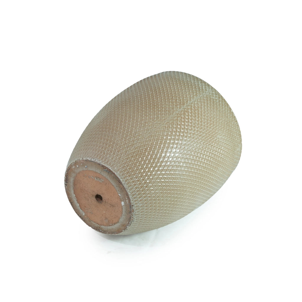 Vaso da esterno in ceramica extra grande Ø46 x H53 cm, beige lucido, resistente al gelo