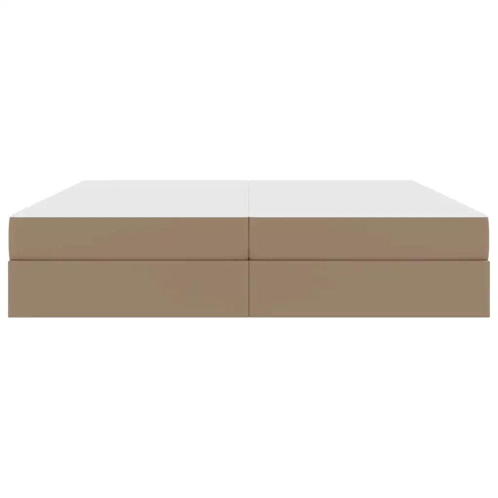Letto con contenitore e materasso 2 pcs Cappuccino Pelle
