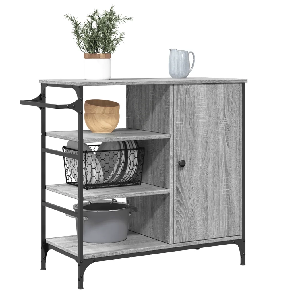 Carrello da Cucina Grigio Sonoma 87,5x38,5x84,5 cm Multistrato 842389