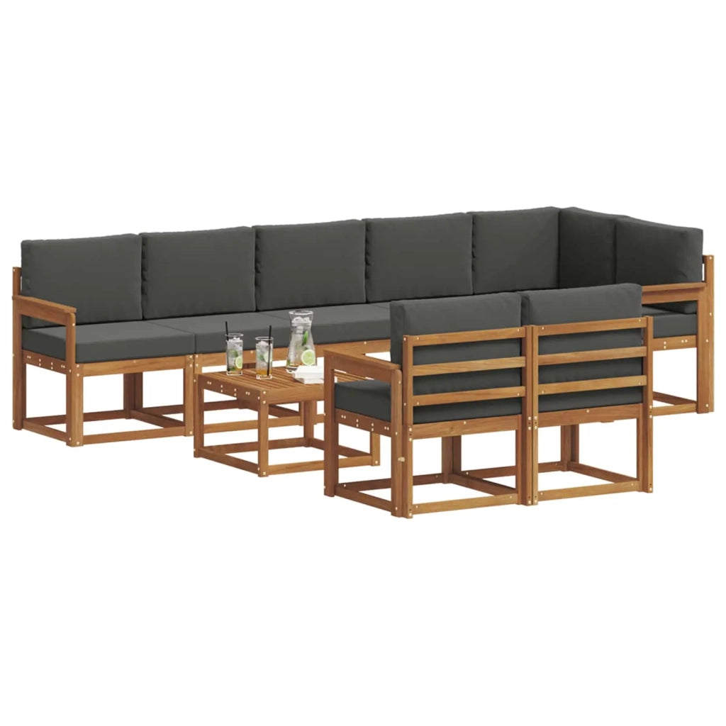 Set di divani da esterno con cuscino 9 pcs Naturale e Antracite 3366595
